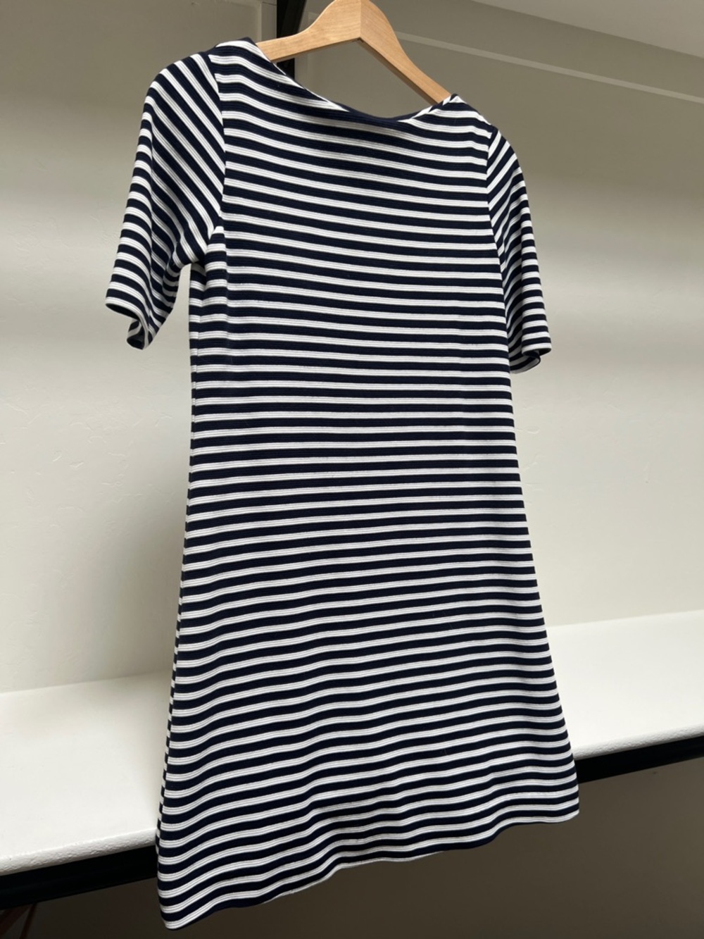 Uniqlo Navy and White Striped Short Sleeve Dress